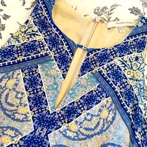 Lavender Brown Blue Floral dress w/ pockets